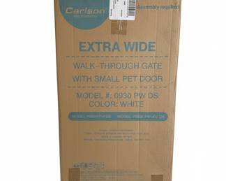 Carlson Pet Products Extra Wide Walk-Through Gate with Small Pet Door, Model 0930PW DS, White