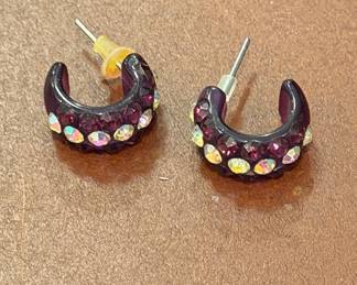 Purple Crystal Hoop Earrings