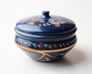 Vintage Chinese Cloisonné Enamel Floral Lidded Bowl