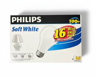 Philips Soft White 100W A19 Incandescent Light Bulbs (16-Pack)
