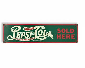 Vintage Style "Pepsi-Cola Sold Here" Embossed Metal Sign
