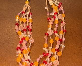 Multi-Strand Faceted Glass Bead Necklace