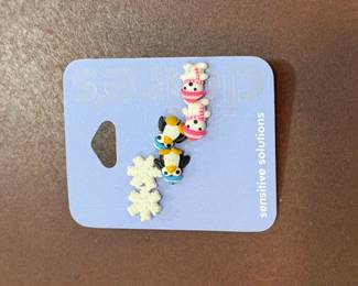 Claire's Winter Holiday Stud Earring Set - Snowman, Penguin, Snowflakes