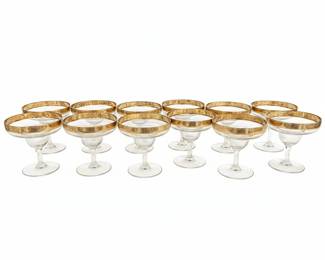 Vintage Tiffin-Franciscan Rambler Rose Gold Encrusted Cocktail Coupes