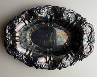 Towle Silversmiths Silver Plate Repoussé Oval Bon Bon Dish