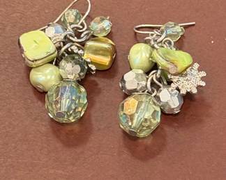 Multi-Gemstone Cluster Dangle Earrings with Snowflake Charms