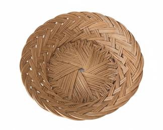 Vintage Hand-Woven Rattan Serving Bowl with Braided Sides