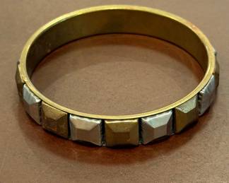 Mixed Metal Pyramid Stud Bangle Bracelet