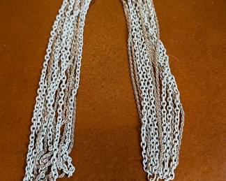 Multi-Strand Enamel and Silver-Tone Chain Necklace