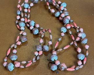 Hand-Rolled Paper Bead Multi-Strand Necklace