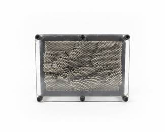 Vintage Metal Pin Art / Pin Impression Desk Toy
