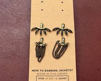 EB Stud & Jacket Earring Set with Chain Dangle