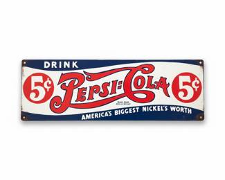 Vintage Style "Drink Pepsi-Cola 5¢" Vertical Metal Sign