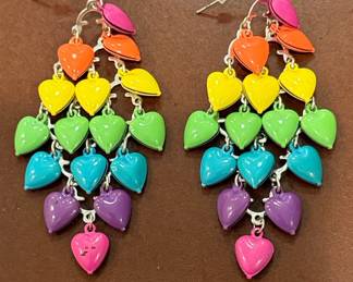 Rainbow Heart Dangle Earrings