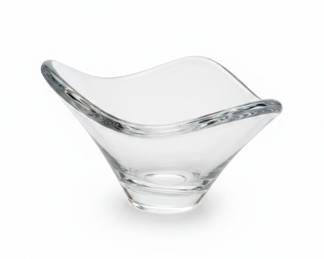Mid-Century Modern Clear Glass Tri-Corner Bowl
