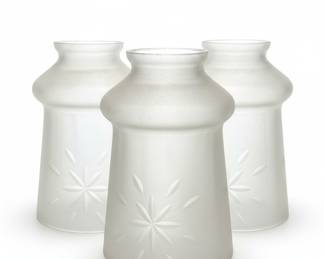 Set of 3 Vintage Frosted Glass Starburst Lamp Shades