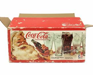 Coca-Cola 8-Piece Bell Soda Glasses Set with Original Santa Box