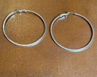Silver-Tone Metal Hoop Earrings