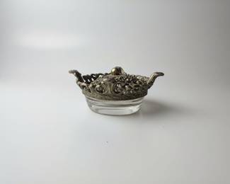 Mementos Ornate Metal and Glass Trinket Box