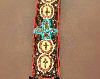 Southwestern Beaded Cuff Bracelet with Cross Motifs