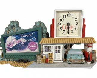 1990 Coca-Cola Gas Station Diorama Clock by Burwood Products