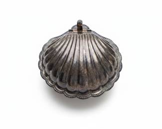 Vintage Silver Plated Scallop Shell Butter Dish with Glass Liner