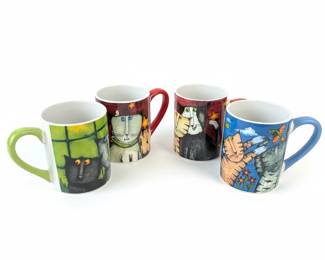 Debi Hron for Gibson Home Cat Mugs (Set of 6)