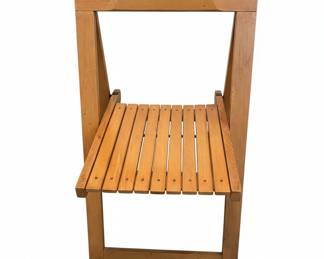 MCM Slatted Wooden Folding Chairs (Set of 4)