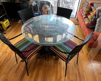 Black Wicker-Style Dining Set with Lion Paw Feet