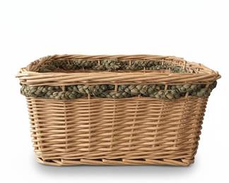 Woven Wicker Storage Basket with Braided Trim