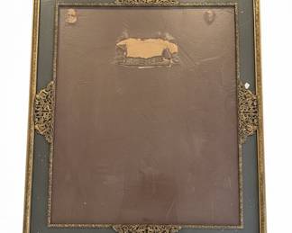Antique Victorian Brass Filigree Easel Picture Frame (c. 1900)