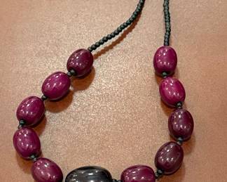 Vintage Purple Resin Bead Statement Necklace