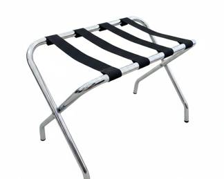 Chrome Folding Luggage Rack with Black Webbing