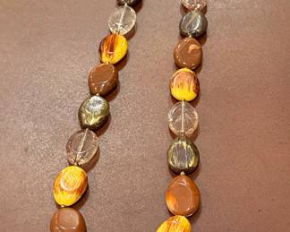 Art Glass Bead Statement Necklace with Earth Tones