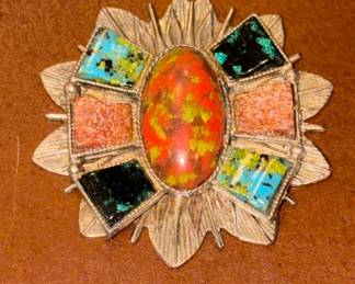 Vintage Southwestern Inlay Brooch