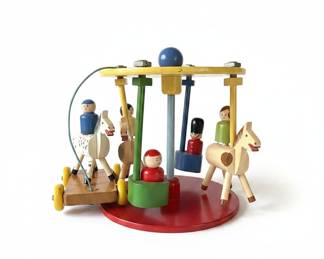 Vintage Erzgebirge Wooden Carousel Toy