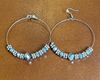 Beaded Hoop Earrings with Faceted and Seed Beads