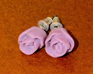 Lavender Rose Resin Stud Earrings