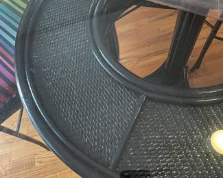 Black Wicker-Style Dining Set with Lion Paw Feet