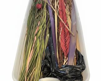 Assorted Decorative Dried Botanical Stems and Fillers - Including Grasses, Palm Fronds, and Twigs