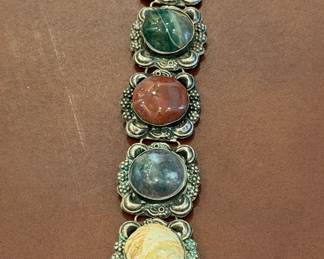 Vintage Sterling Silver Multi-Stone Link Bracelet
