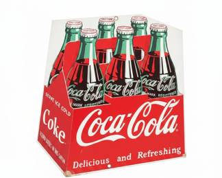 Heavy Porcelain Enamel "Coca-Cola 6-Pack" Sign