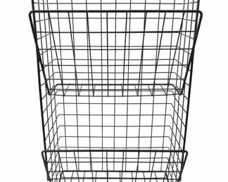 Vintage Industrial Wire Wall-Mount Basket Rack Set