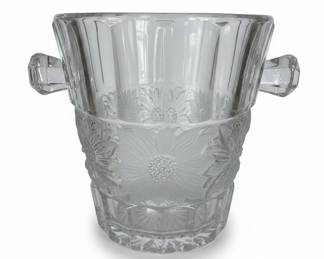 Vintage Frosted Sunflower Crystal Ice Bucket