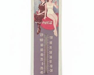 Vintage Coca-Cola "50th Anniversary" Metal Wall Thermometer