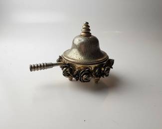 Vintage Ornate Metal Saccharin Holder with Floral Motif