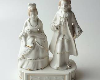 Vintage Porcelain Courting Couple Figurine - Made in Japan