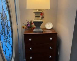chest of drawers, lamp, decor