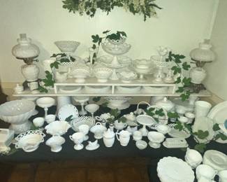 HUGE VINTAGE MILKGLASS COLLECTION!