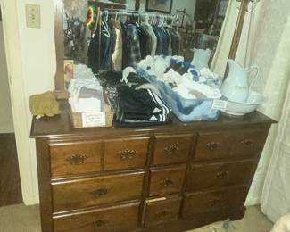 OAK DRESSER & MIRROR